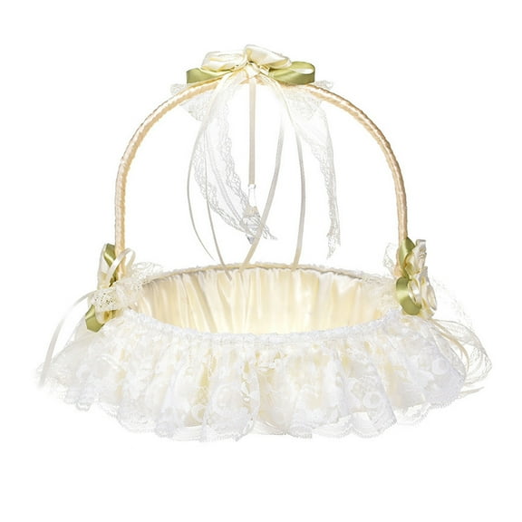 22 x 25cm Simple Bride Basket Matrimony Processions Rose Petals Holder Ceremony Party Flower Basket for Wedding Ceremony Party Decoration Ivory