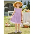 thumbnail image 2 of Oudiya Toddler Girls Lace Tutu Dress 3 Layer Tulle Ruffle Sleeve Summer Flower Girl Wedding Birthday Dress, 2 of 7