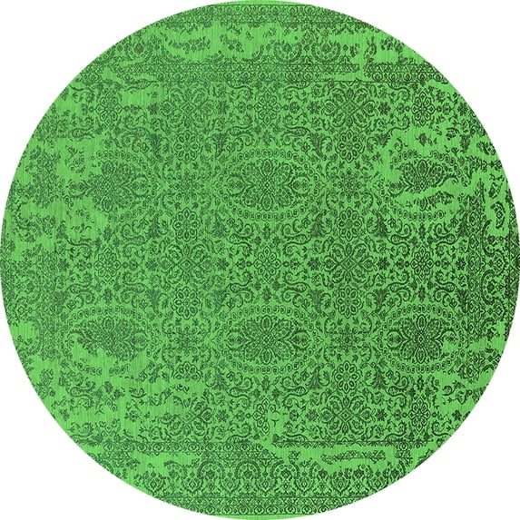 Ahgly Company Indoor Round Oriental Green Industrial Area Rugs, 6' Round