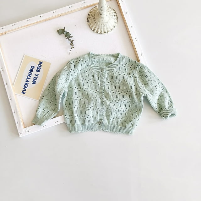 LOVZFMLL Vestes pour Filles Veste pour Enfants à la Mode Douce Couleur Unie Ample à Boutons Perforée Col Rond à Manches Longues à Capuche Veste Décontractée/veste 18-24 Mois