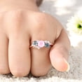 thumbnail image 3 of Rose Quartz Engagement Ring 925 Sterling Silver Ring Cluster Topaz Diamond Personalized Jewelry for Women Chritsmas Day Gift for Her Round Cut Gemstone Promise Ring, 3 of 6