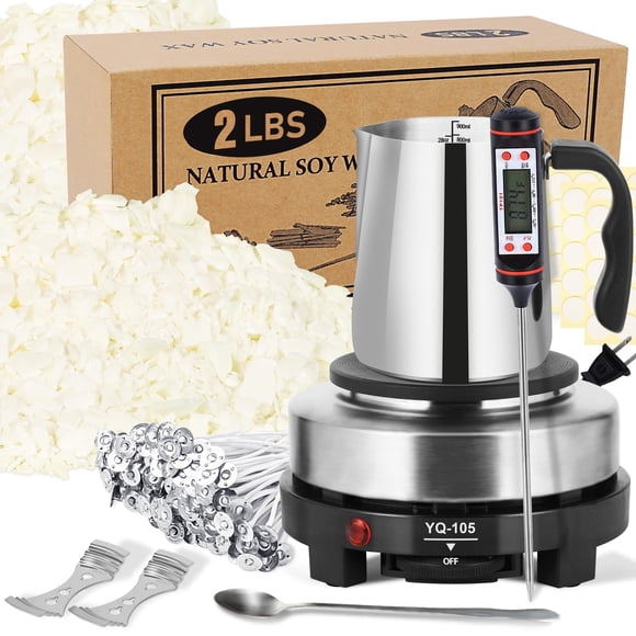Kit para hacer velas SAEUYVB con fundidor de cera, cera de soja de 900 ml