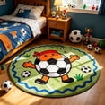 thumbnail image 5 of Football Shaped Round Area Rug,31.5in Soft Fluffy Sports Theme Floor Mat,Non Slip Circular Carpet for Bedroom Living Room Entryway Home Indoor Sports Style Decor, 5 of 6