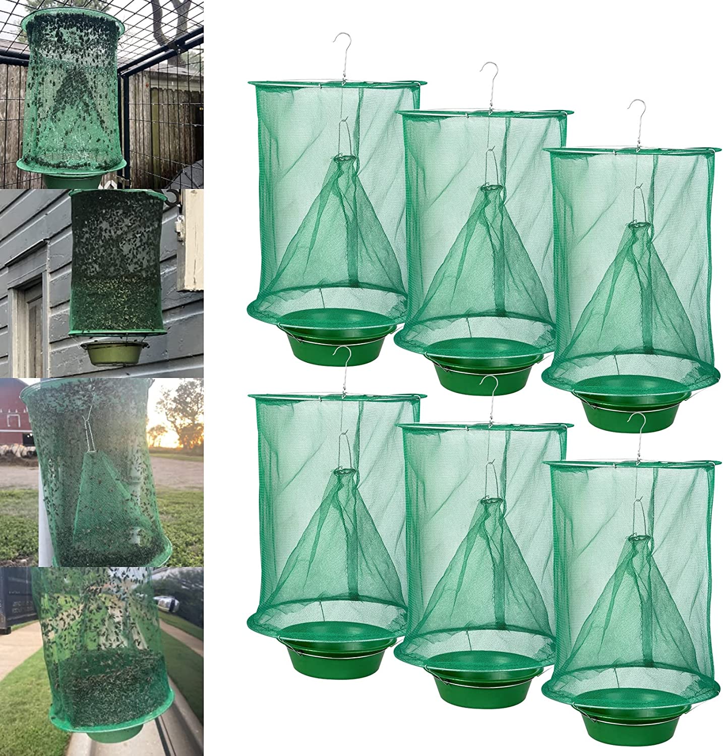 6 Pack Ranch Fly Traps Outdoor, Hanging Stable Fly Trap, Horse Fly
