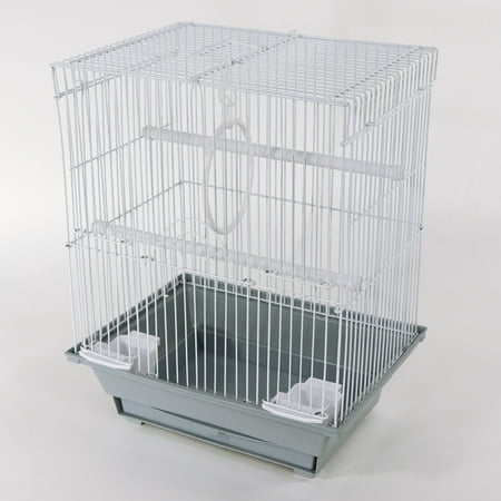 Pet Champion 15" Small Bird Wire Habitat with Flat Roof, White