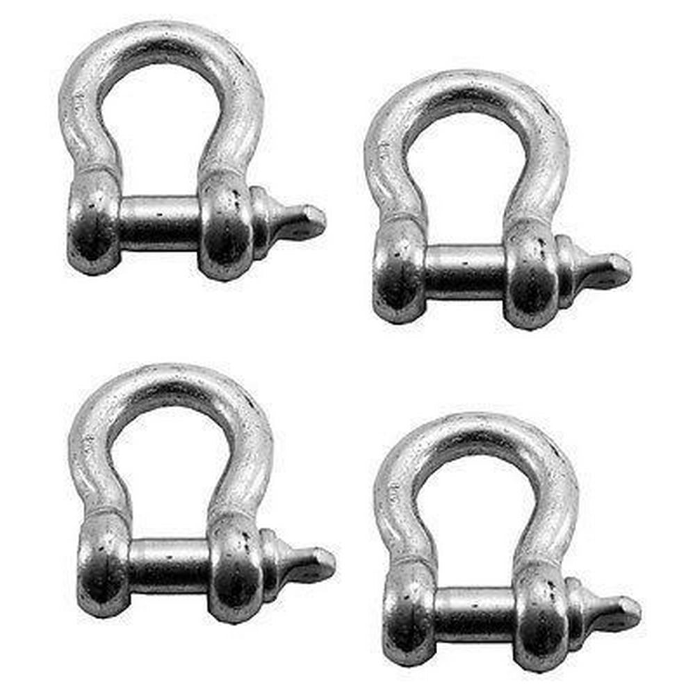 4 Piece Pack 3/4" Steel Bow Shackle Clevis Screw Pins Anchor Hook Point