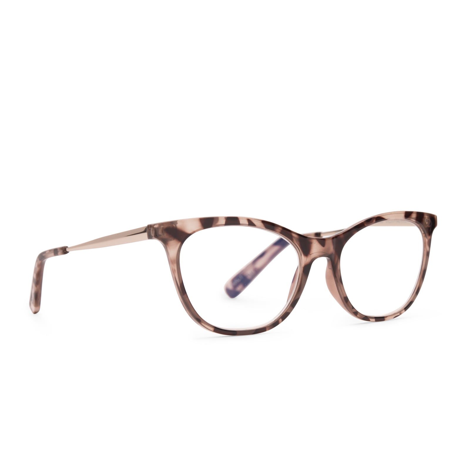 Compliments by DIFF Eyewear Darcy Blue Light Reading Glasses Beige Tortoise +1.25