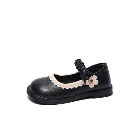 

HuaAngel Little Girls Big Girls Floral Braided Strap PU Leather Mary Jane Flat Casual Shoes W398 Sizes 9.5C-3.5Y