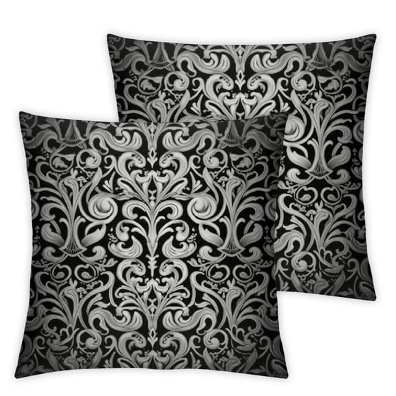 BANET Black Silver Throw Pillow Covers,Black and Silver Decorative Pillow Covers Digital Printing Blended Fabric for Couch Sofa Bed Invisible Zipper 12x12in