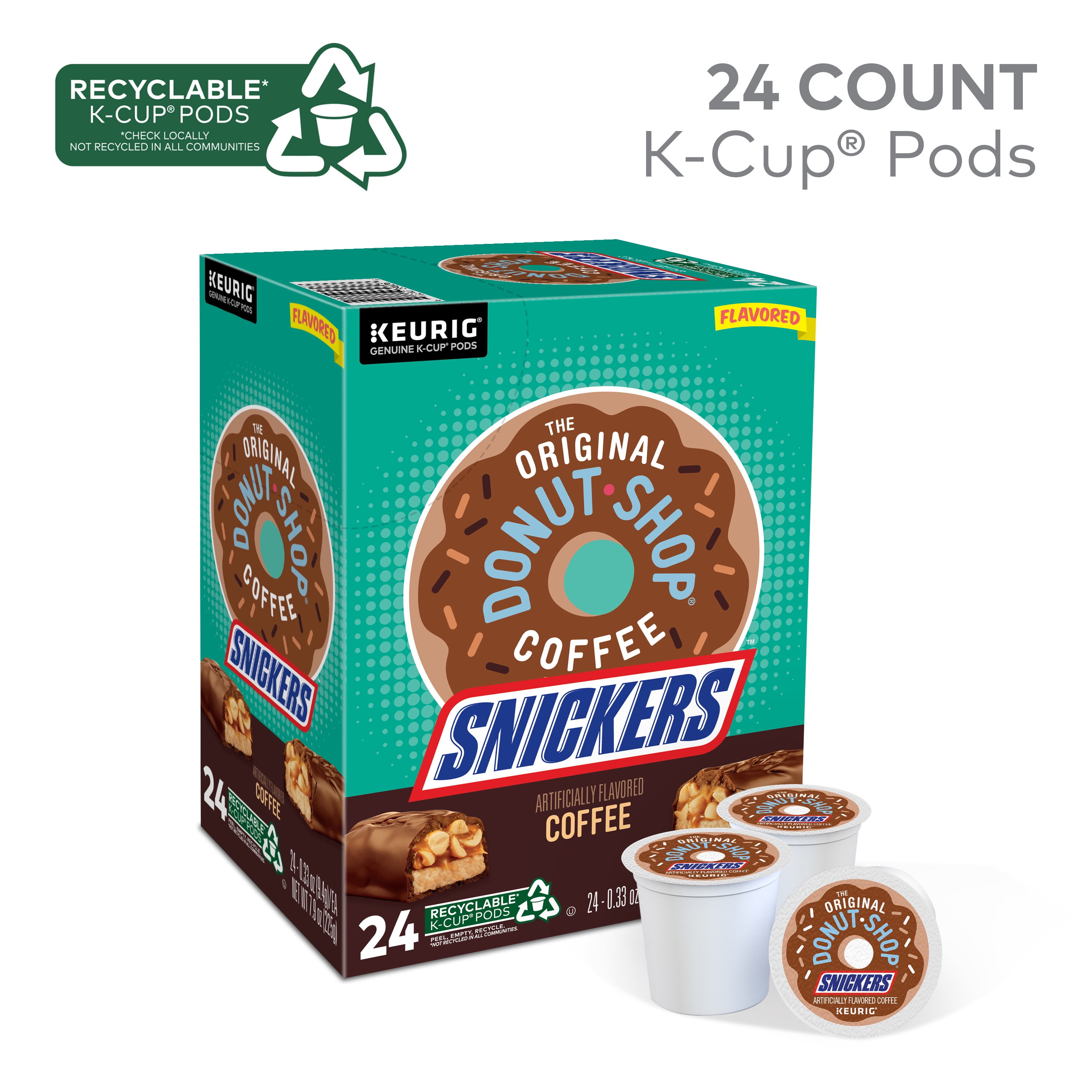 The Original Donut Shop, Snickers Flavored K-Cup Coffee Pods, 24 Count 