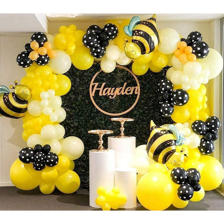 AOWEE Bee Balloon Garland Arch Kit, Bee Gender Reveal Party Supplies Bumble  Bee Balloon Arch Baby Shower Decorations Black Yellow and White Balloons  for Honey Bee Birthday Party Decorations 