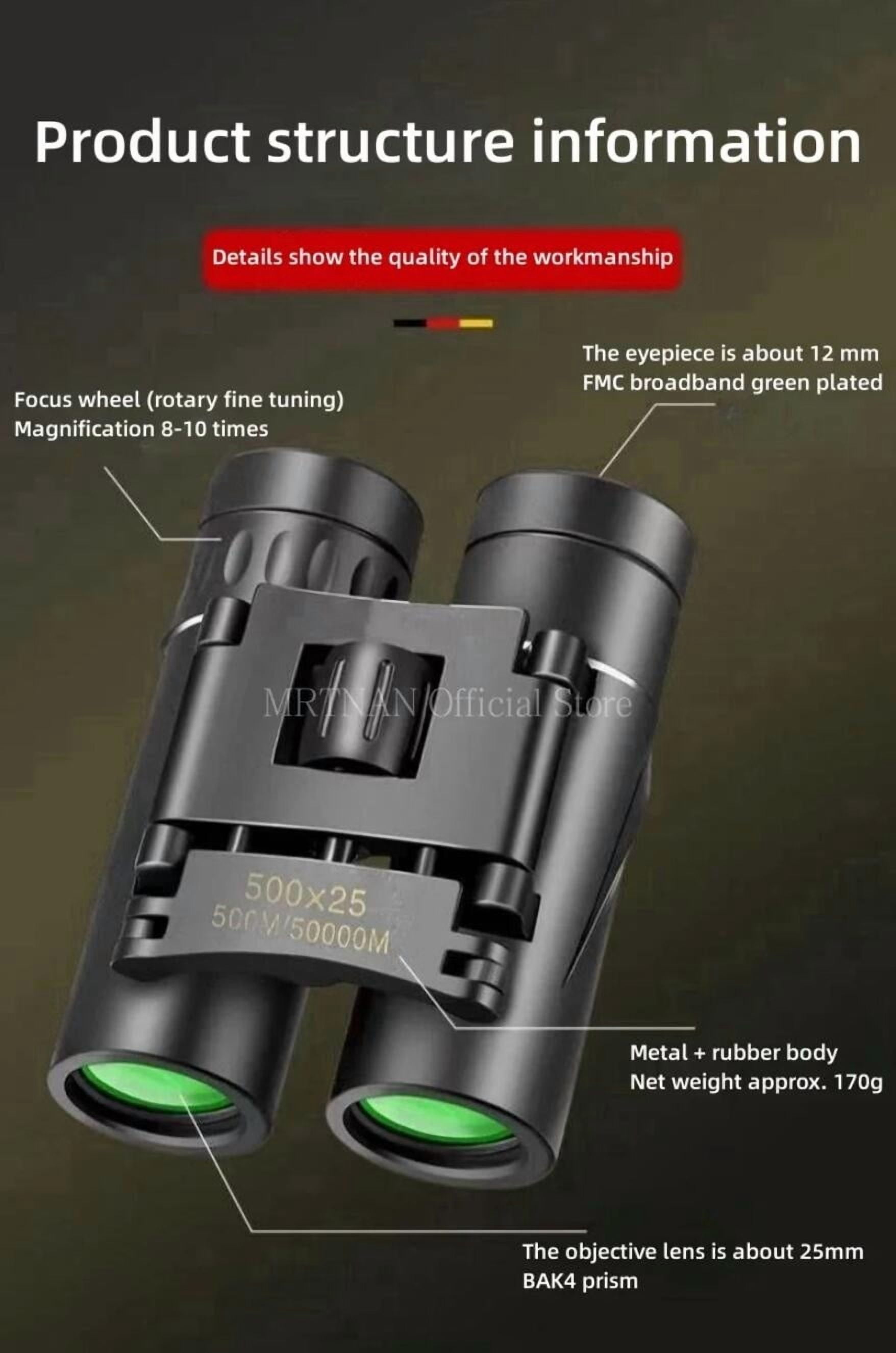 500x25 Powerful Binoculars Long Range Folding Telescope Optics For Hunting Sports Outdoor Camping Travel