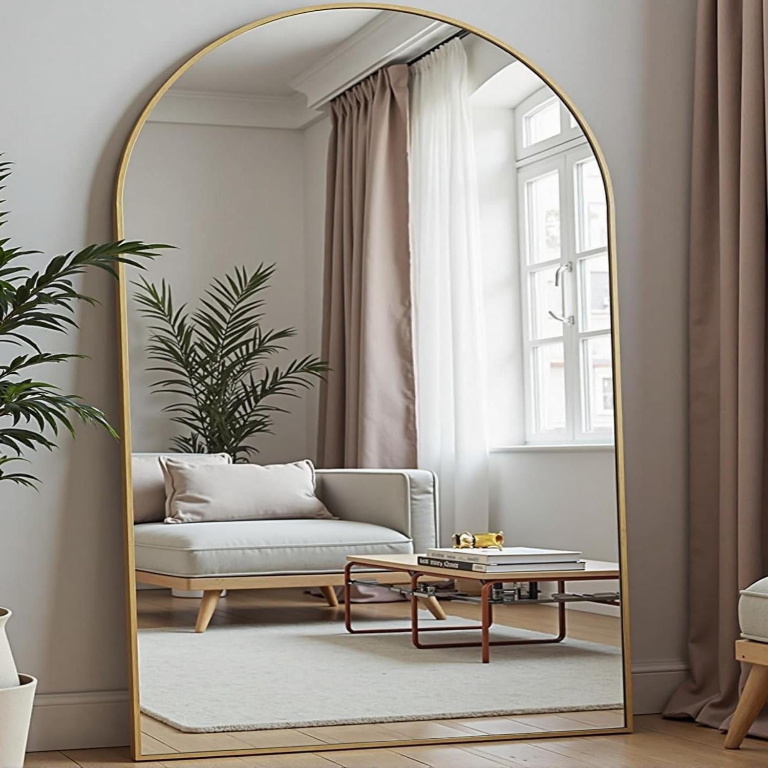 Mirrasia 34.3"x76" Arched Full Length Mirror, Gold