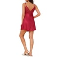 thumbnail image 3 of INSPIRE CHIC Womens Satin Nightgowns V Neck Lace Back Slip Mini Sleep Dress Soft Casual Nightshirt Sleepwear Short Chemise S Red, 3 of 6