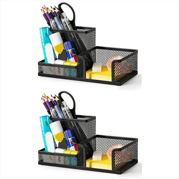 Portalápices de , organizador de escritorio, 3 compartimentos, organizador de suministros de oficina de metal para la escuela, el hogar y la oficina.