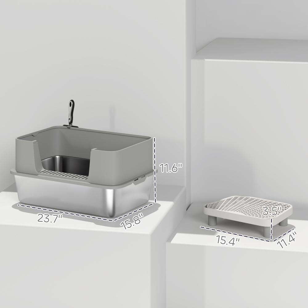 Orthopedic Dog Bed, Stainless Steel Cat Litter Box with High Sides, Metal Cat Litter Box with Scoop, Gray Dog Bed,Polypropylene,Stainless Steel Cat Bed, Pet Supplies Pet Beds & Furniture