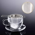 thumbnail image 4 of El colador de té de acero inoxidable, un colador de té plegable con doble asa y tapa, se puede colgar en teteras y tazas., 4 of 7