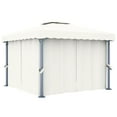 thumbnail image 1 of vidaXL Gazebo avec Rideau 3x3 m Blanc Crème Aluminium, 1 of 4