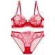 thumbnail image 2 of Conjunto de sujetador transparente con bordado de lencería súper sexy de Europa y Estados Unidos para mujer, pechos grandes, talla pequeña, 2 of 5
