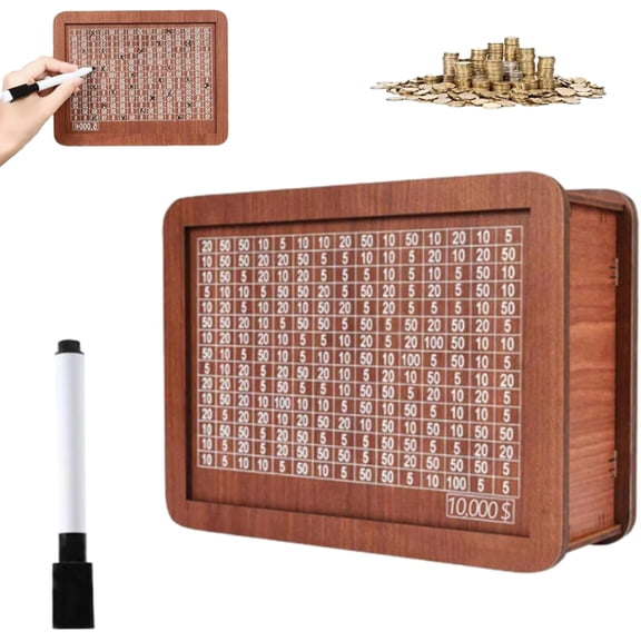 Alcancias De Dinero para Adultos Money Saving Box with Numbers and Target, Retro Wooden Savings Box Piggy Bank for Real Money
