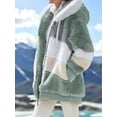 thumbnail image 5 of Womens Winter Fuzzy Fleece Jacket Hooded Color Block Patchwork Coats Outerwear with Pockets Green XXXL, 5 of 9