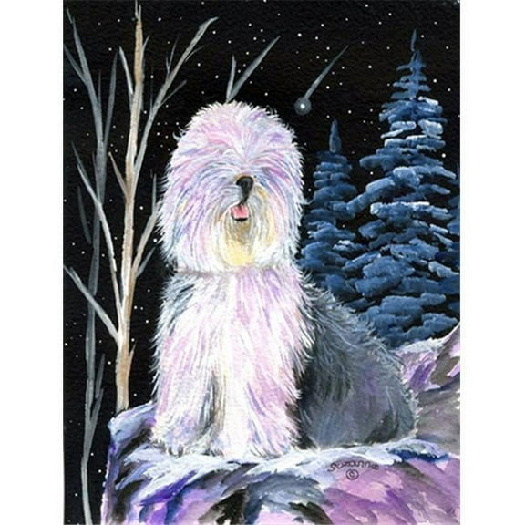 Starry Night Old English Sheepdog Flag - Garden Size, 11 x 15 in.
