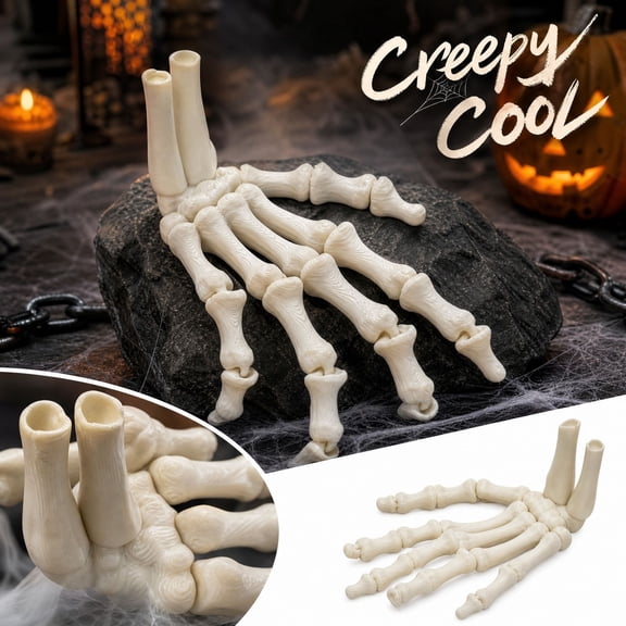 Halloween Skeleton Hand Decoration with 3.5 Inch Plastic Design, Spooky Table Decor for Party, Creepy Room Decor