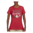 thumbnail image 2 of Wild Bobby, Be Your Own Kind of Beautiful Inspirational, Pop Culture, Women Graphic Tee, Red, Large, 2 of 3