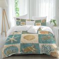 thumbnail image 2 of Vintage Coastal Bedding 3 Piece Duvet Cover Set Full Size, Summer Beach Sea Turtle Shell Starfish Soft Microfiber Comforter Cover with Zipper Closure & Pillowcases, FadeResistant Quilt Cover, 2 of 9