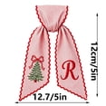 thumbnail image 6 of PLPPYFS Christmas Wreath Sash, Pink Striped Letter Wreath Bow Sash with Embroidered Christmas Tree, Scalloped Red Edge Holiday Wreath Decor, Front Door Wreath Sash Decoration, 6 of 7