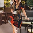 thumbnail image 3 of Vsdgher Motif Floral Ardent pour Femmes Été 2025 Robes Midi Décontractées Légères Manches Courtes Col Rond Robe de Plage, 3 of 6