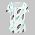 thumbnail image 4 of WCMZJ Plus Size Tops for Women Dressy Floral Square Neck Boho Summer Blouses Tunic Tops to Hide Belly Loose Fit Top Light Blue 5XL, 4 of 5