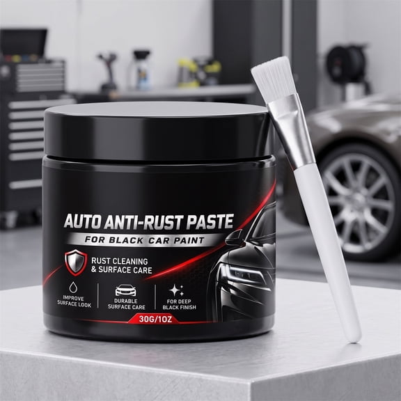 Trovenix Car Rust Remover Paste For Black Paint Metal Rust Conversion Cleaner With Applicator Brush Auto Chassis Frame Repair Touch Up Detailing Garage Care