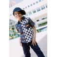 thumbnail image 5 of Hot Wheels Little Boys' Racing Button Down Shirt Black Checkerboard, 5 of 6