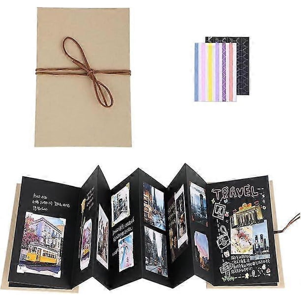 DIY Scrapbook Album - Stick and Write Photo Album, Accordion Style Kraft Paper Hardcover, 34 Pages Black, Wedding, Birthday, Anniversary and Graduatio