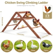 Extra Large Chicken Roosting Bars, DOMIPET 69 Wooden Chicken Roosting Ladder with Swing, Chicken Perches Activity Play Set for Coop Accessories, Fun Roost Toys for Hens, Easy to Assemble & Clean