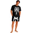 thumbnail image 2 of Halloween Pjs, Halloween Couple Matching Pajamas Set, Black Cool Skeleton Bone Print Short Sleeve Loungewear, Crop Top & Shorts Sleepwear, Soft Cozy Spooky Gothic Nightwear for Summer & Home Wear, L, 2 of 6