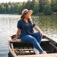 thumbnail image 3 of Agnes Orinda Women's Plus Size Floral Printed Tops Notched V Neck Short Sleeves Casual Summer Blouses 4X Blue, 3 of 8