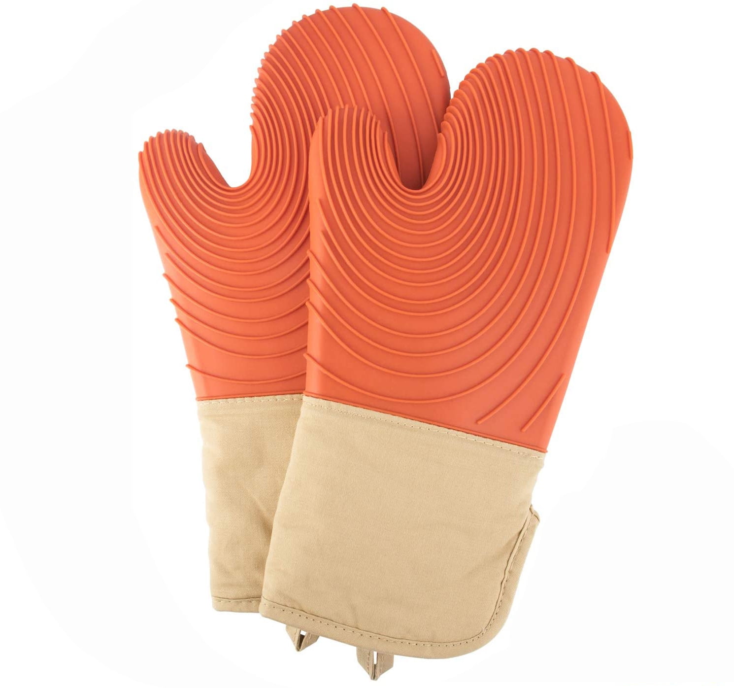 Extra Long Professional Deluxe Quilted Silicone Gloves Heat Resistant Oven Mitts 