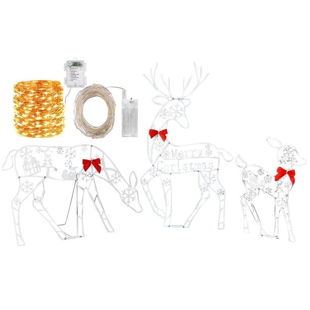 Adorno luminoso de reno Likrtyny cadena de luces LED Feliz Navidad IP65 resistente al agua