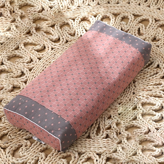 Almohada de Lavable Buena permeabilidad Desmontable Multifunctinal Orgánico para soporte de cuello Duerme de espalda Cervical Cuadrícula rosa y gris perfecl Almohada de alforfón