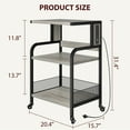 thumbnail image 6 of Printer Stand,Heavy Duty Printer Stand with Wheels and Charging Station for Home Office,Fax Machine,Scanner, 6 of 8