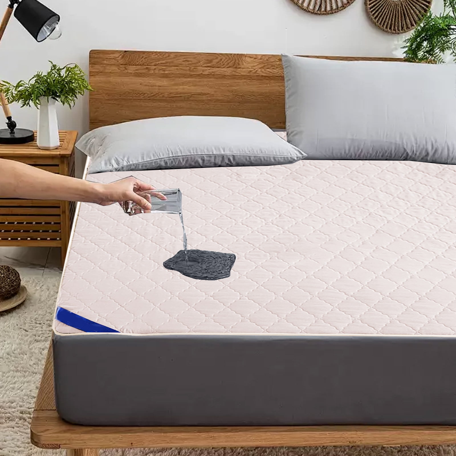 Hmgxay Waterproof Mattress Protector, Cozy Sleep Soft and Breathable Bed Mattress Cover, Dusting Proof Mattress Pad Cover, Fitted Quilted Mattress Cover(59.0x78.7 Inches)