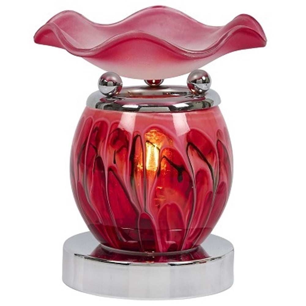 Red and Pink Mosaic Globe Touch Aroma Lamp Wax Tart Scented Oil Burner Electric 