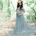 thumbnail image 4 of Lightweight Breathable Fabric Maternity Gown Dress Elegant Lace Detailing and Trailing Bottom for Most Trimesters, 4 of 9