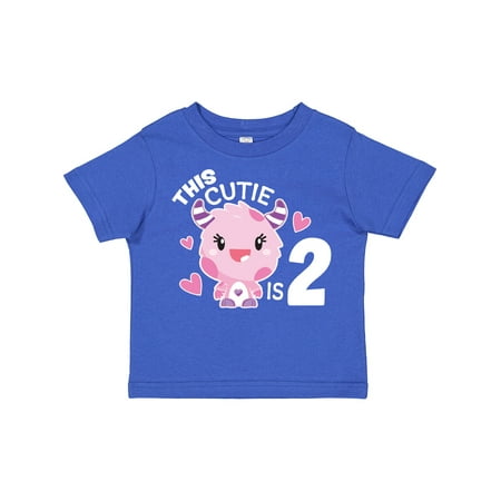

Inktastic This Cutie is 2 with Cute Pink Monster and Hearts Gift Toddler Toddler Girl T-Shirt