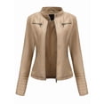 thumbnail image 3 of Women Faux Leather Jackets Motorcycle PU Moto Biker Outwear Coat Color M, 3 of 8