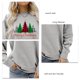 thumbnail image 4 of Camisas navideñas para mujer, cuello redondo, patrón de árbol, fibra de poliéster suave, camiseta de manga larga para mujer, para fiesta, oficina, gris L, 4 of 5