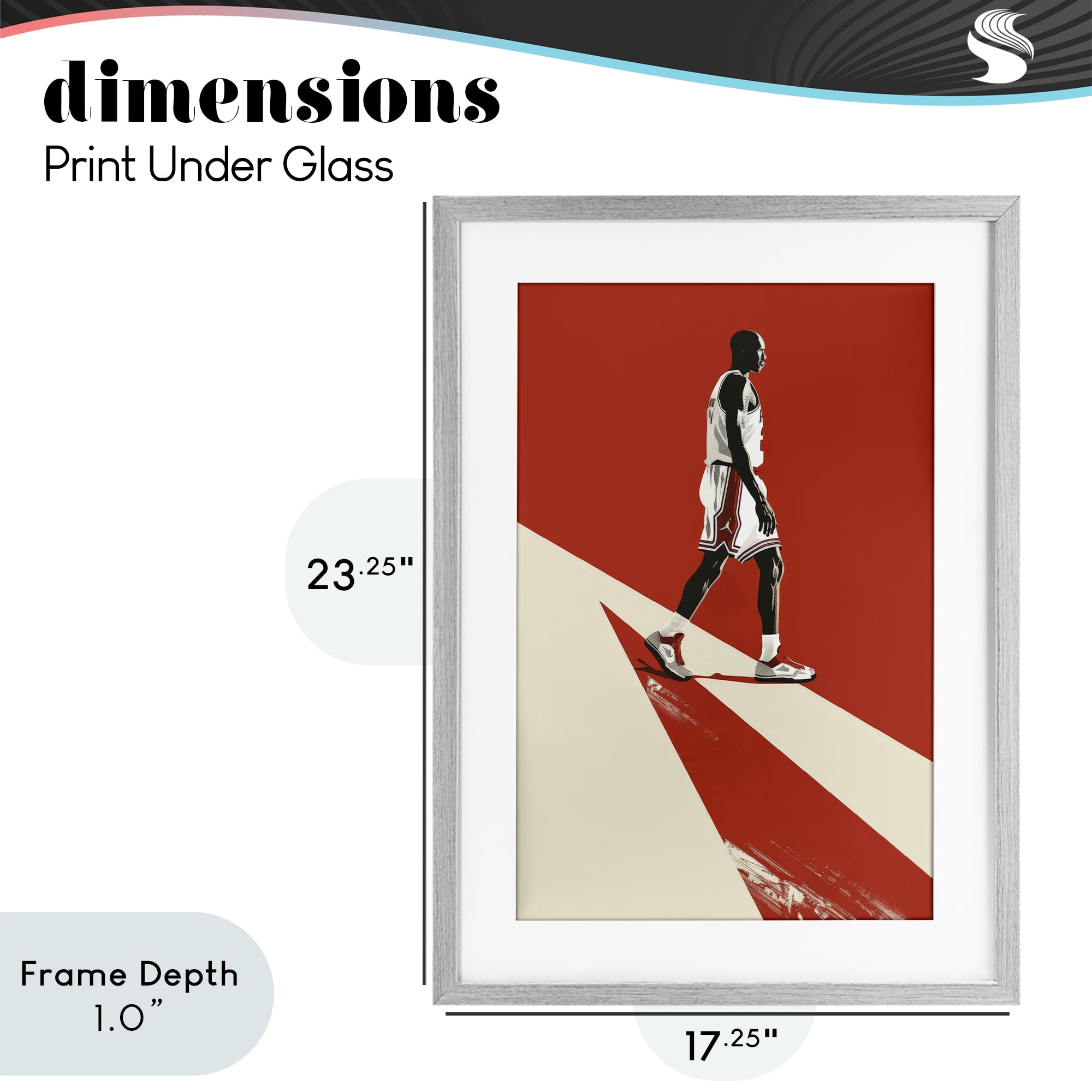 Stupell Industries Retro Basketball Legend Gray Framed Print Under Glass, design by Ray Powers