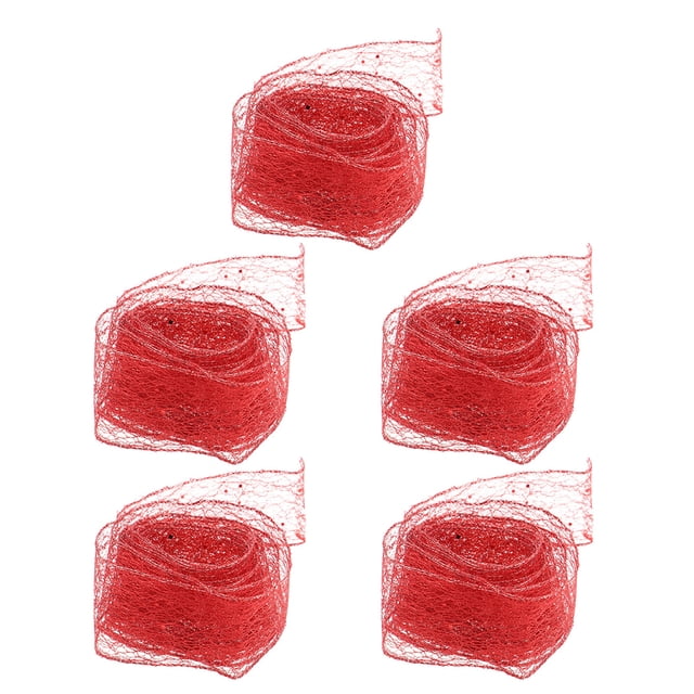 Miangastore 5Pcs Festive Ribbon for Packages Red Mesh Ribbon for DIY Crafts Christmas